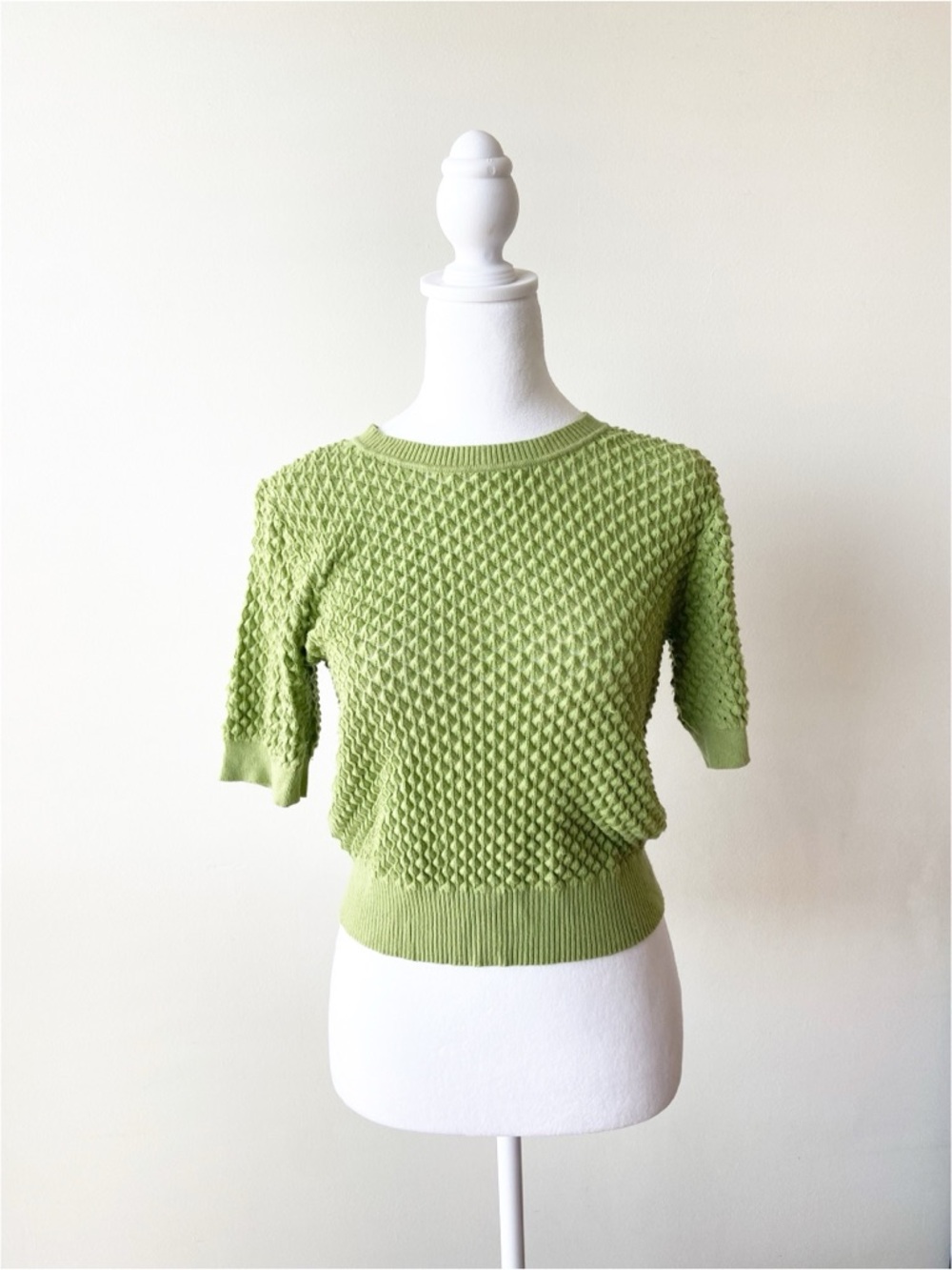 Lucy Paris Green Textured Short Sleeve Top Size XS